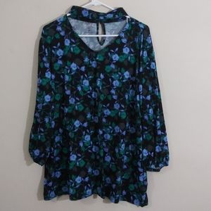 Attention Plus Floral Print  Blouse